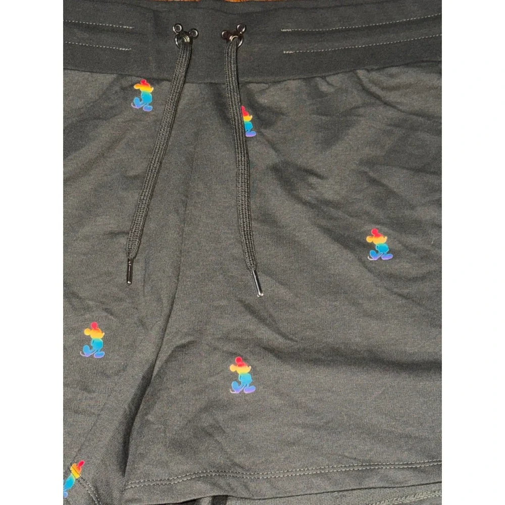 Disney Pride Collection Lounge Shorts Women 1X Dark Green Rainbow Mickey Mouse - Picture 10 of 10